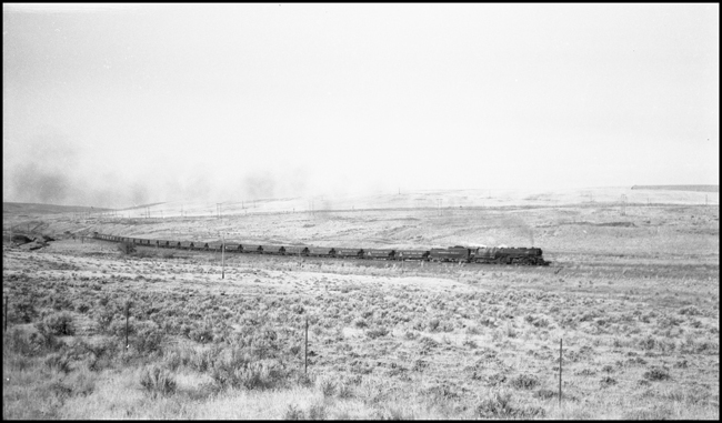 NP 5112, a 4-6-6-4 Challenger Class Z-6, heads an extra freight train east near Ritzville, Washington.
