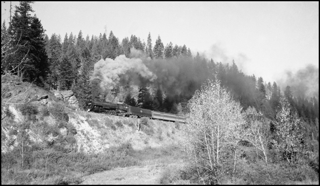 CMSP&P passenger train No. 18 being led by Milwaukee Road locomotive number 267 west of Dishman, Washington.
