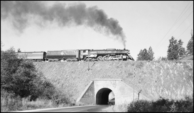 CMSP&P passenger train No. 18 being led by Milwaukee Road locomotive number 267 west of Dishman, Washington.
