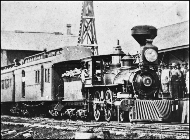 St. Paul & Duluth Railroad number 2 at Pine City, Minnesota.  This locomotive later became NP 1132.