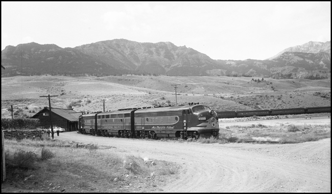 NP 6509A,  EMD F7A with B and C units, first passenger diesel to Gardiner, MT