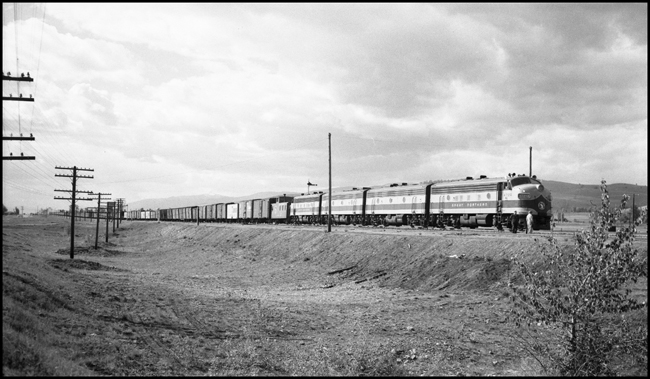 Extra, X GN E, freigh train east of Missoula, MT