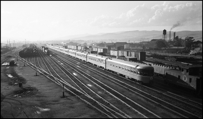 Train No. 25, North Coast Limited, departing Missoula to the west.