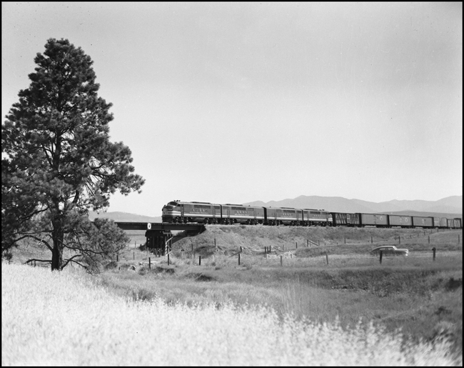 NP 5400A EMD FTA, west bound crossing bridge near DeSmet, MT. 