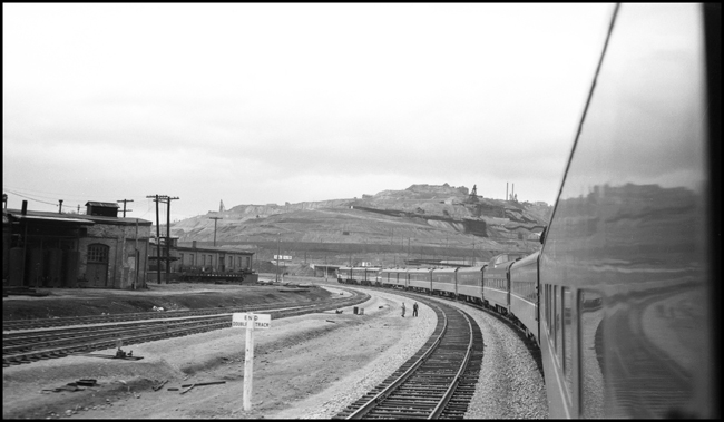View from Train No. 25, North Coast Limited west entering Butte, MT
