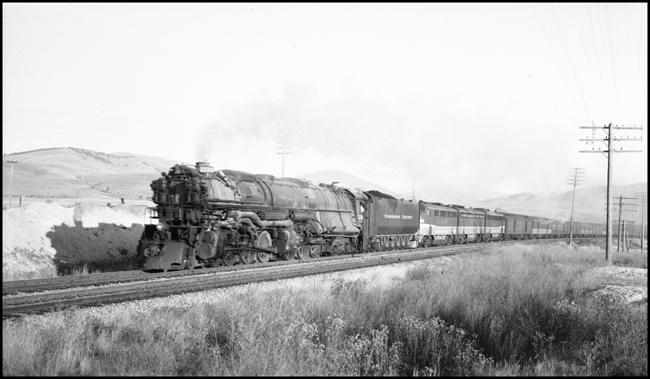 NP Train No. 1 being handled by double headers NP 5130,Class Z-8 and a 3 unit diesel electric consist near DeSmet