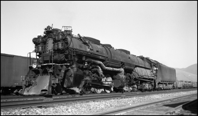 NP 5139, Class Z-8 standing in Missoula yard with freight train on adjacent track.