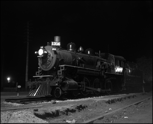NP 1356, 4-6-0 Class S-4 Night time view of the locomotive display at Missoula, MT.