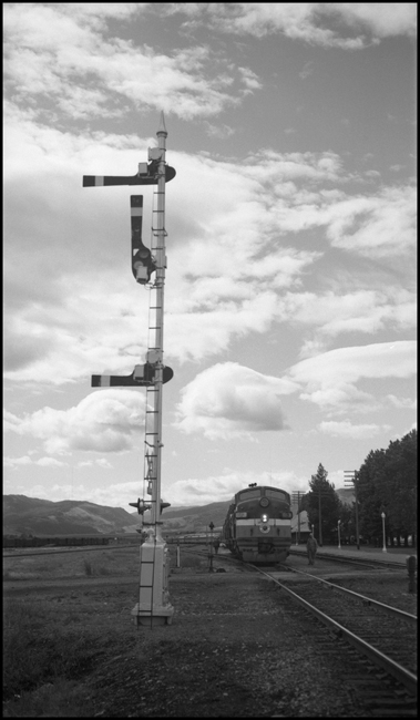 NP 6513, EMD F-7A, at the front of No.1, the NCL at Bozeman, MT.