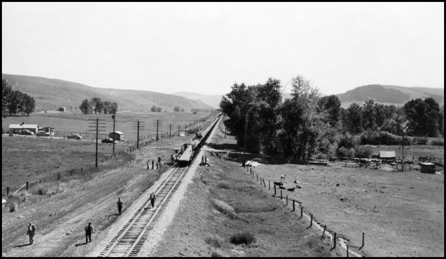 Welded rail train ready to unload at Garrison, MT.