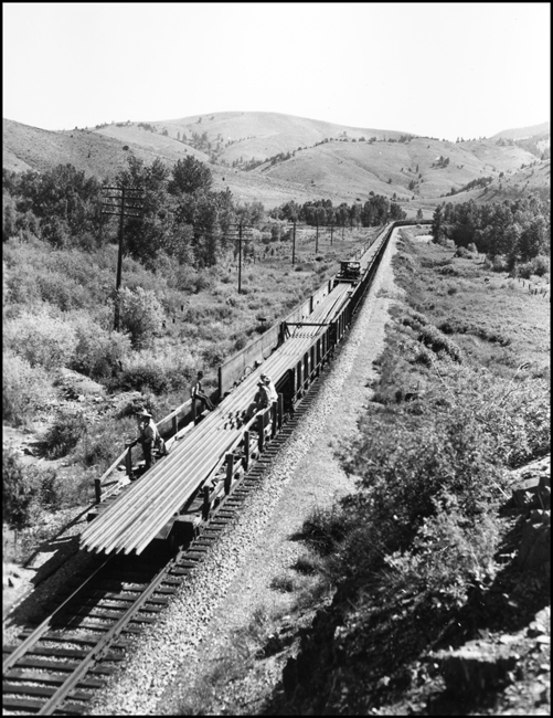 Welded rail train ready to unload at Garrison, MT.