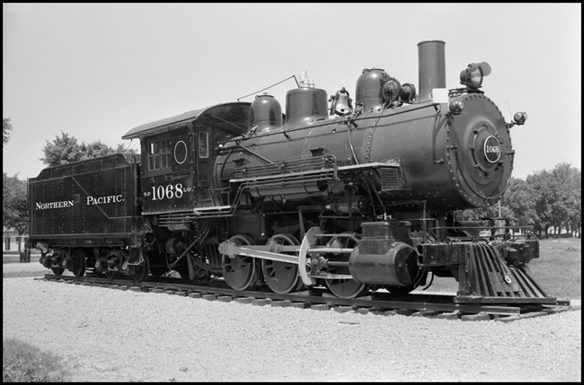 NP 1068, 0-6-0, a 6-coupled SW Class L-9 on display in Dilworth, MN