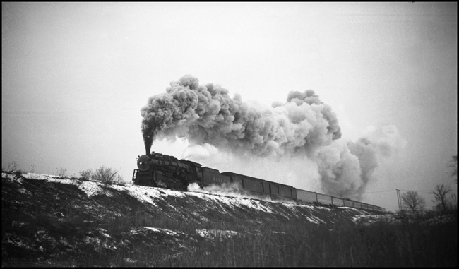 ATSF 3453 pulling passenger train number 1  near Topeka, Kansas