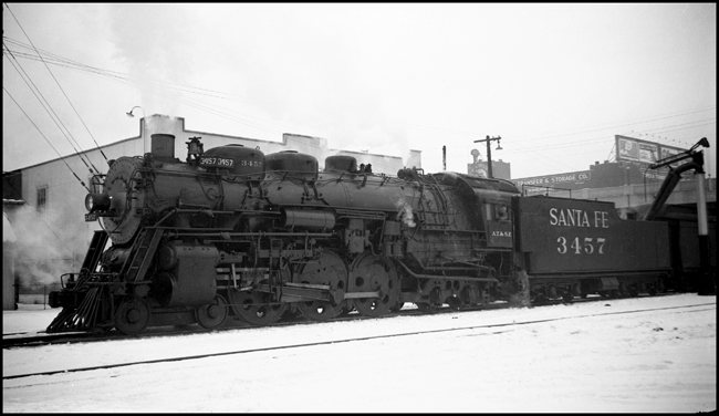 ATSF 3457 being serviced at Topeka, Kansas