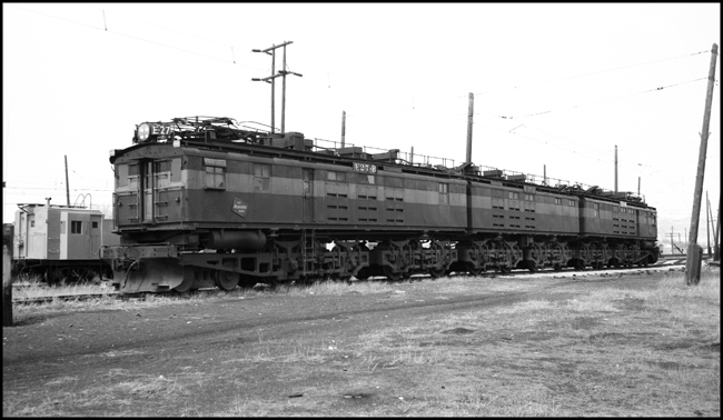 MILW E-27 electric locomotive at Three Forks, MT.