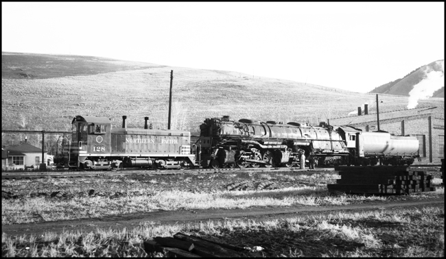 NP 128, EMD SW-1200, NP 5120, 4-6-6-4 Challenger Z-6 at Missoula, MT.