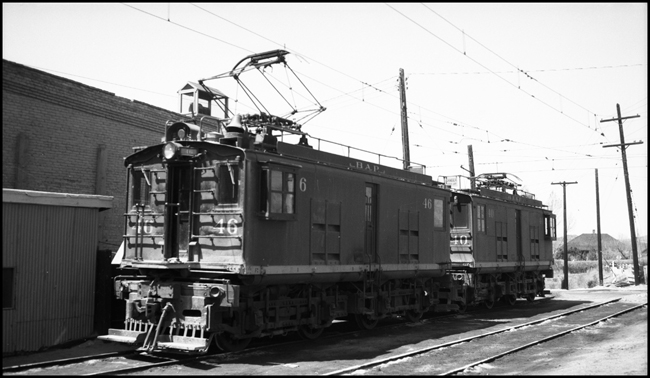 BAP 46, Butte, Anaconda & Pacific Ry electric locomotive, west of Butte at Rocker, MT