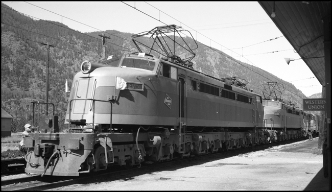 MILW E75, electric locomotive with freight train No. 264 at Alberton, MT