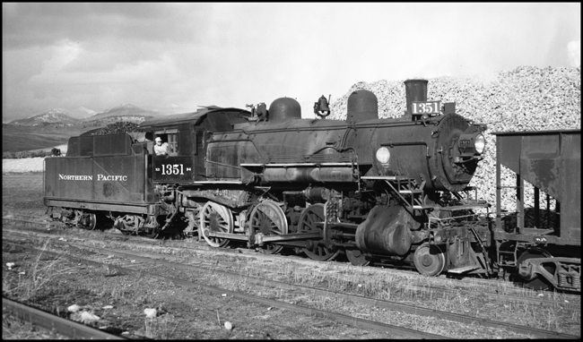 NP 1351, a 4-6-0 10-Wheeler Class S-4 with Engineer Geo. Day at Missoula, MT.