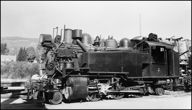 Harbor Plywood Corp, HBC locomotive 2, 2-6-2 tank engine, seen at National, WA.