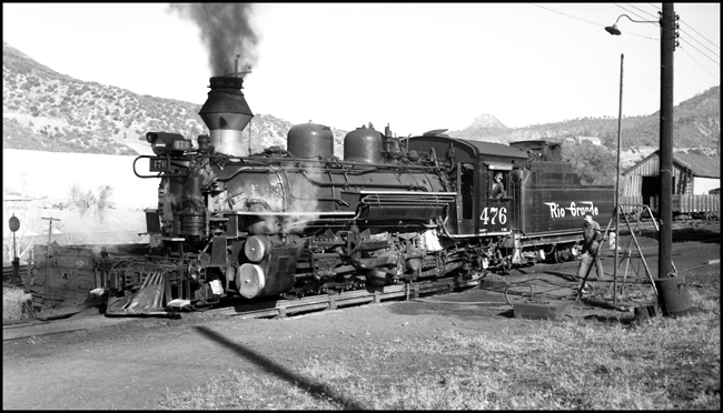 The fake smokestack belies the fact that this engine was built in 1923.  It has put in close to a half century running a rugged branch from Durango to Silverton, Colorado, and is still there, hard at work hauling tourists each summer