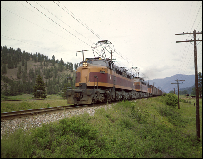 MILW Train No. 264 with Electric and Diesel power near Bonita, MT.