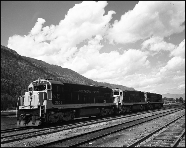 NP 2503 and two other U25C locomotives at Paradise, MT