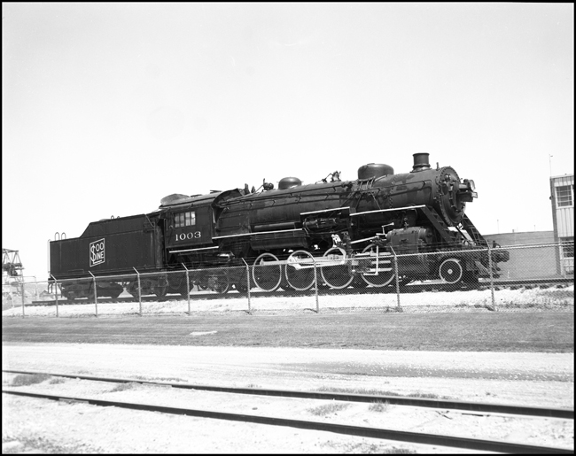 Soo Line 2-8-2 Mikado no. 1003 on display at Superior, WI.