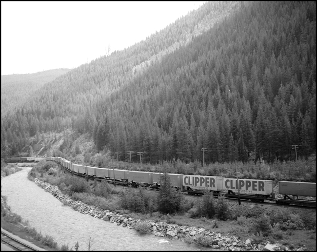 Piggyback trailers in westbound MILW freight no. 261 near Saltese, MT.
