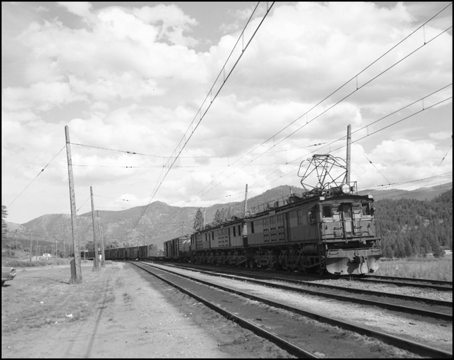 MILW XW with electric locomotive near Alberton, MT