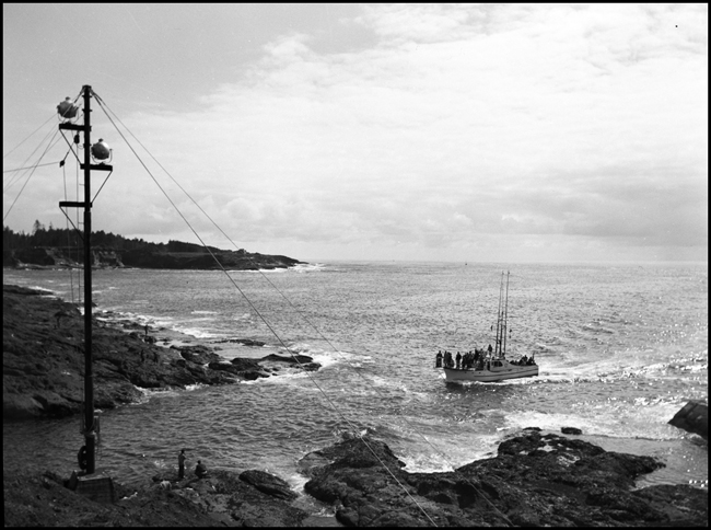 Photo is of a boat on the Pacific Ocean at Depoe Bay, OR.