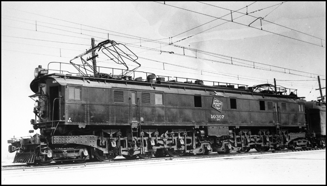 Milwaukee Road electric locomotive #10307 at Three Forks, Montana.