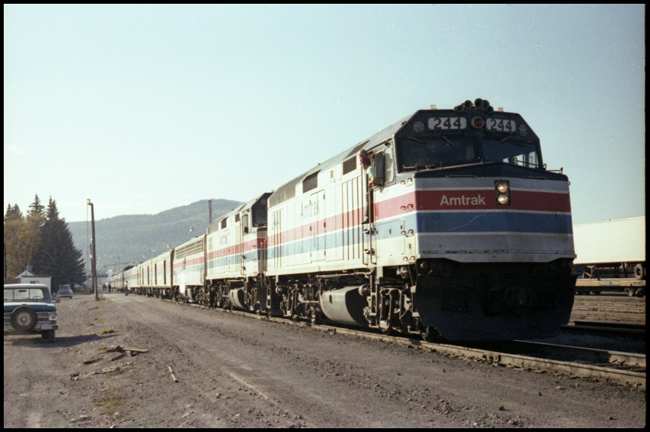 BN Train No. 8, with AMT 244 leaving Whitefish.