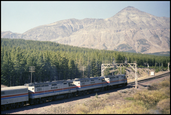 BN Train No. 8 with AMT 234-248 and 251 at Marias, MT