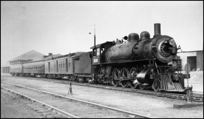NP 2131, a 4-6-2 Pacific Class Q-1 heads a passenger train at Butte, Montana.