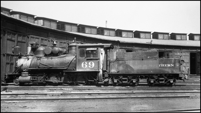 Colorado & Southern Railroad 69, a 2-8-0 at the Denver roundhouse.