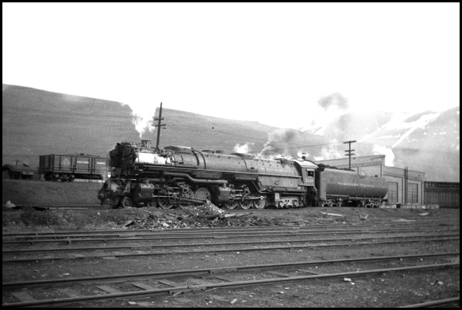 A Z-6  4-6-6-4 rests at Missoula between assigments.  This engine is part of the first batch of Challengers on the NP, built by ALCO in 1936 and generally used on through freighjt service in mountain country.