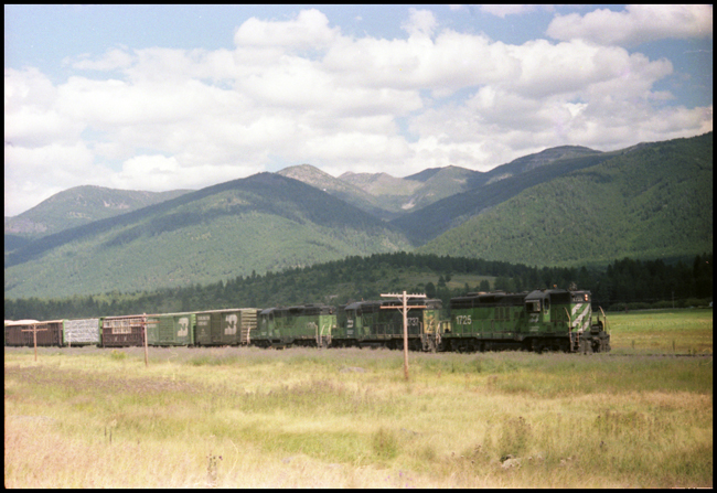 BN X1725-1737-1720E near Evaro, MT.