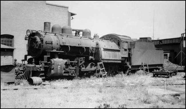 SI 916 steam locomotive partially disassembled at Spokane International service facility in Spokane, WA.