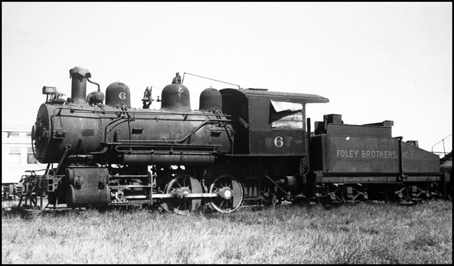 Foley Brothers Constuction Company, an NP contractor, No. 6 steam locomotive with windows boarded up in St Paul MN