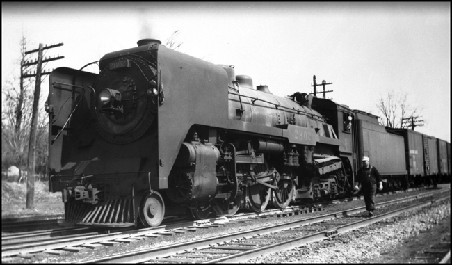 CPR 2802, 4-6-4 built by Montreal Locomotive Works in 1929, complete with streamlining jacket iron, which was later removed.