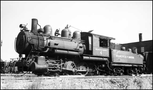 Midland Railway of Manitoba No. 4, 0-6-0 locomotive at Winnipeg, MB.