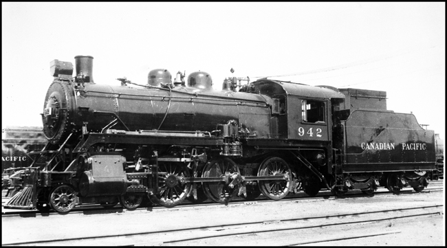 CPR 942, 4-6-0 in fresh paint at Winnipeg.