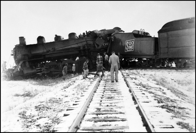Collision of NP 2154 and SOO 706 at Carrington, ND on Dec 24, 1952.