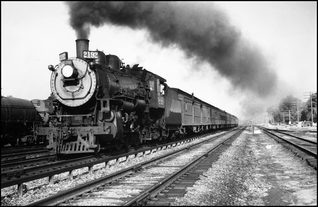 NP Train No. 8 with NP 2192, Class Q-4 running between Minneapolis and St Paul, MN.