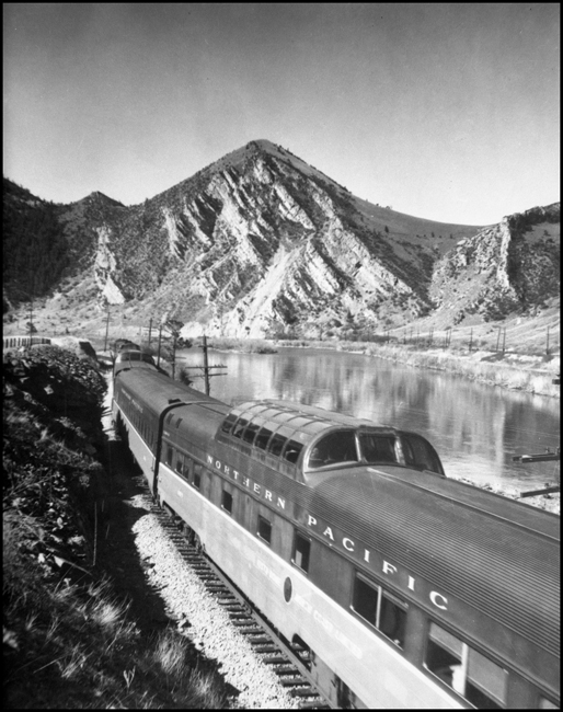 NP Vista Dome on Train No. 26 east of Cardwell, MT.