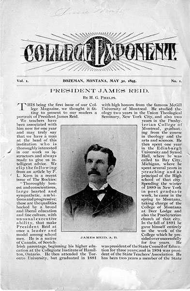 image of 1895 front page first edition with link to exponent website