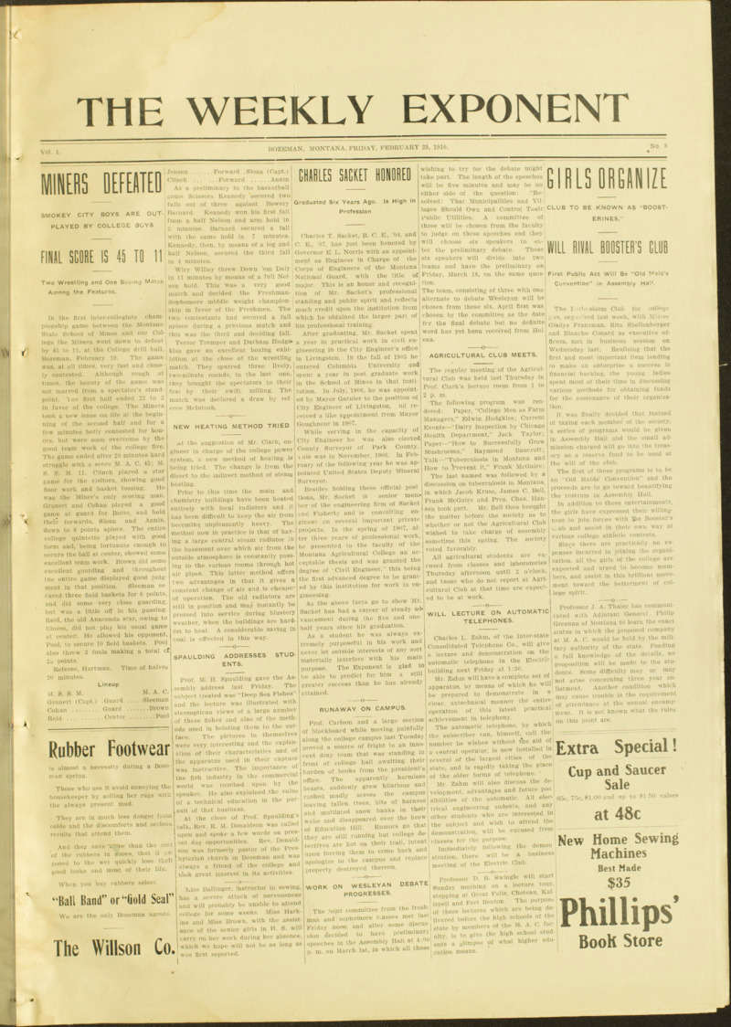 The Weekly Exponent, February 25, 1910