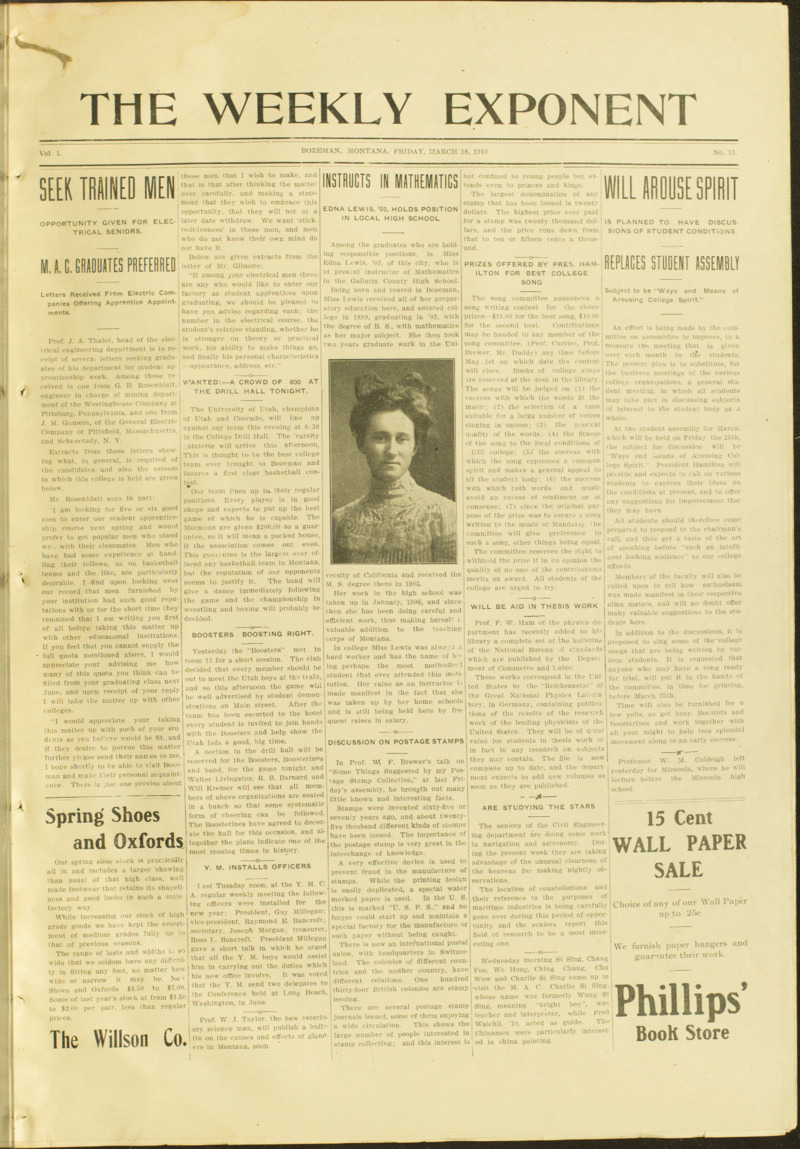 The Weekly Exponent, March 18, 1910