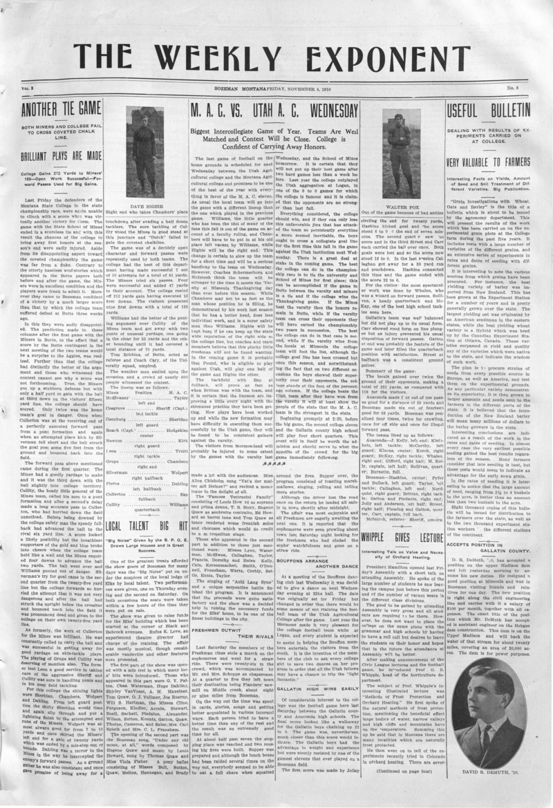 The Weekly Exponent, November 4, 1910